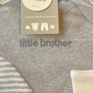Carters brand newborn "Little Brother" 4-piece head to toe set